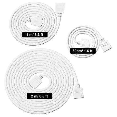 Six Piece 4 Pin RGB Extension Cable Kit With 12 Pin Plugs For 5050 And 3528 RGB LED Strip Lights Includes 1.6 Ft, 3.3 Ft, And 6.6 Ft Cables