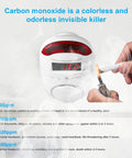 Display of plug in carbon monoxide alarm with LED display showing CO levels near lit cigarette and warning text, 3 pack for safety