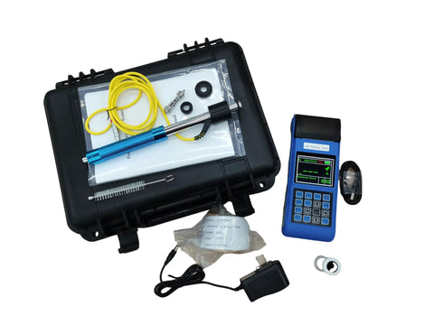 Portable Digital Leeb Rebound Hardness Tester With G Probe features various accessories in a protective case, ideal for steel testing.