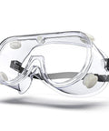 Anti-Fog Safety Goggles For Lab Use With ANSI Z87.1 Rating, Adjustable Fit Over Glasses, clear, with heat dissipation vents.