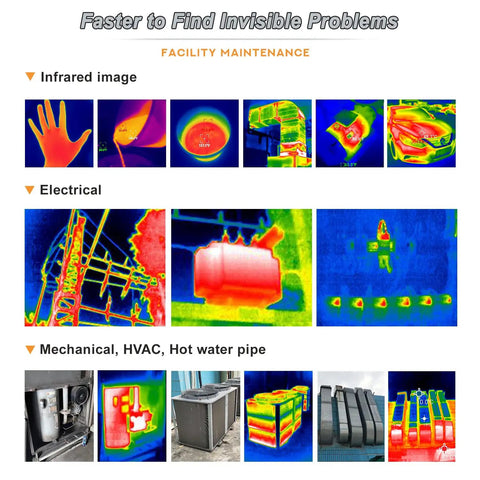 USB C Thermal Cam For Android With 512x384 Super Resolution And 256x192 IR Sensor showing infrared and electrical imaging results.