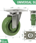 Heavy Duty Stainless Steel Bracket Casters Set Of 4 With 1.5 Inch Wheels High Temperature Up To 2800 Lb Capacity, swivel view