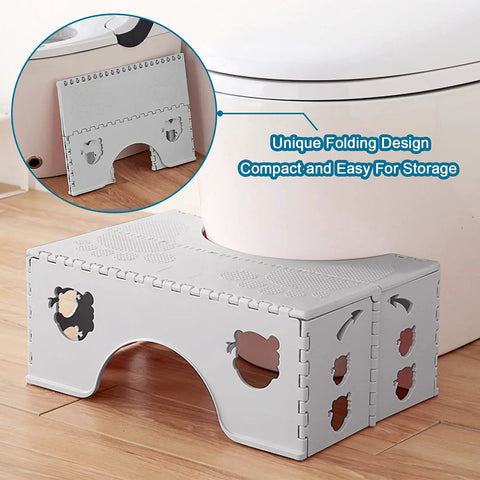Foldable Toilet Stool 7 Inch Height Portable Travel Foot Stool For Better Squatting Posture Anti Slip Feet Cloud Grey