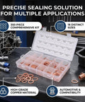 Pro Copper Crush Washer Set 350 Piece Brass Gasket Assortment 18 Metric Sizes Oil Drain Plug Seals Durable Plastic Carry Case on workbench