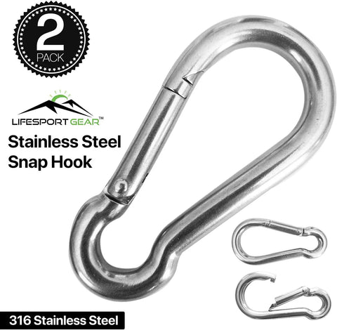 Heavy Duty 316 Stainless Steel Carabiners 3 Inch Spring Snap Hooks For Gym And Outdoor Use, Marine Grade Clip Pack Of 4