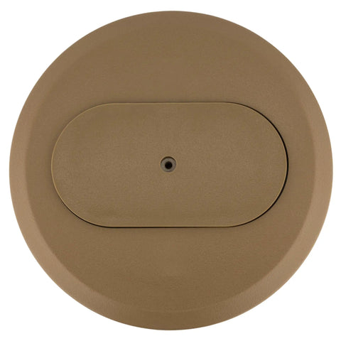 Duplex Receptacle Flush Mount Carmel Cover Model E97DSC for Round Floor Boxes in high impact thermoplastic, top view.