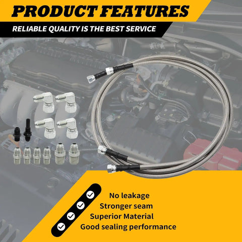 70 Inch 6AN Transmission Cooler Hose Kit With Stainless Steel Braided PTFE Lines For 4L60E 4L80E TH350 TH400 2004R 700R4 And C5 Vehicles