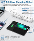 Heavy Duty Desk Clamp Power Strip With Fast Usb C Hub And Rock Solid Bracket For Clean Workspace Cable Management Peak Performance Boss Pack Of Fifteen showing USB-C ports charging devices at 40W.