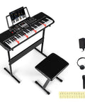 61 Key Portable Keyboard Piano With Stand And Bench Lighted Keys 200 Rhythms And 200 Tones 70 Demo Songs with accessories