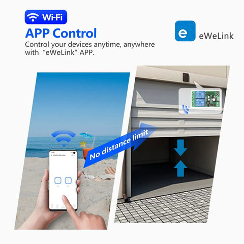 Two Channel WiFi Smart Relay Switch With 5V 12V 24V 36V DC Support Passive Output Ewelink App Control Works With Alexa And Google Home Inching And Self Locking Modes Remote On Off From Anywhere, app control