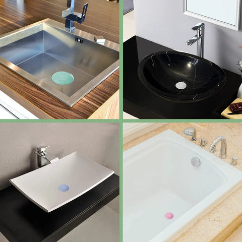 Five Pack Silicone Bathtub Stopper And Drain Plug Set With Hair Strainer Shower And Laundry Sink Cover Flexible Silicone Drain Covers Five Color Options Must Have For Any Home