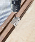 Drill installing 10 Pack Stainless Steel Spring Door Hinges Self Closing Butt Hinges for wooden boxes on a door.