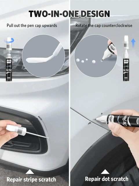 Wolf Gray Touch Up Paint Pen 2 In 1 Car Scratch Remover with pen tip and brush repairing Kia paint scratches close-up view