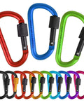 10 Pack Aluminum D Ring Key Rings Clips Locking Carabiners For Camping Fishing And Outdoor Use With Screw Gate Multicolored Finish