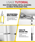 Usage tutorial of multifunctional metal scissors and cable tie release tool from Beefy 304 Stainless Steel Cable Tie Gun Kit.