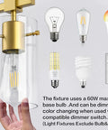 Gold Three Light Bathroom Vanity Fixture Set With Clear Globe, Compatible With Various Bulbs, Excluding Bulb & Switch