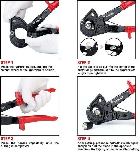 Step-by-step guide using Pro Grade Battery Cable Lug Crimping Tool Kit For AWG Ten To One Zero Wires with detailed images and instructions.