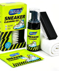 Premium Sneaker Cleaning Kit With Foam Shoe Cleaner For White Shoes And All Materials Like PU Synthetic Leather Canvas Mesh And Rubber Gentle Non Bleach Formula With Brush Microfiber Towel And Cleaning Wipe 100ml Great For White Kicks with foam bottle, brush, towel, and wipes visible