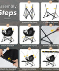 Portable Folding Hammock Camping Chair With Canopy And Footrest assembly steps illustration