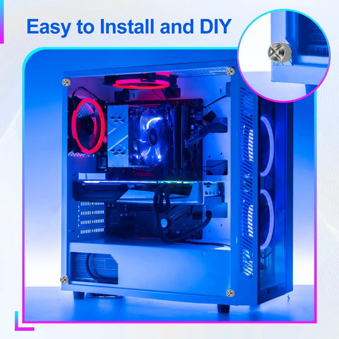 Image of a PC case with a highlighted 10 Pack 6-32 Knurled Phillips Thumb Screw for easy customization and maintenance.
