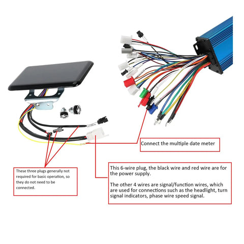 High Power Brushless ESC With Clear LCD Display 1000W To 2200W controller with wiring and detailed labels for electric scooters.