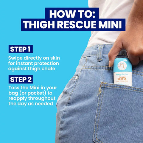 Person putting Anti Chafe Stick Travel Size On The Go For Thighs Bra Lines And More Prevents Skin Irritation Vacation And Hot Weather Essential All Day Comfort For Anywhere 0.81 Oz Pack Of 1 into jeans pocket