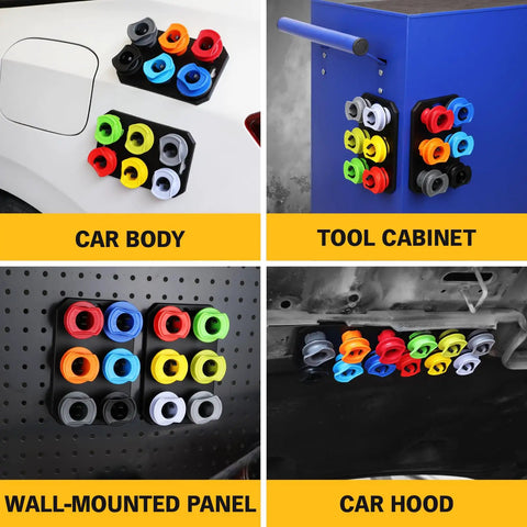 No Spill 18 Piece Engine Oil Funnel Kit With 1.59 Qt Coolant Funnel 12 Color Coded Adapters magnetic mounting options