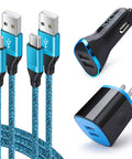 Heavy Duty Usb C Car Charger With Fast Charging Cable Set Dual Port Quick Charge Adapter, 6ft cables and dual wall plug included.