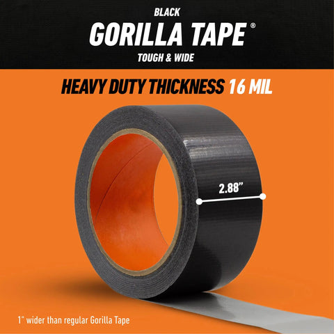 Heavy Duty Black Duct Tape, Extra Wide 2.88 Inch By 25 Yard Roll, Weather Resistant For Indoor Or Outdoor Use, All Surface Bond, Tough And Reliable For Repairs And Quick Fixes.