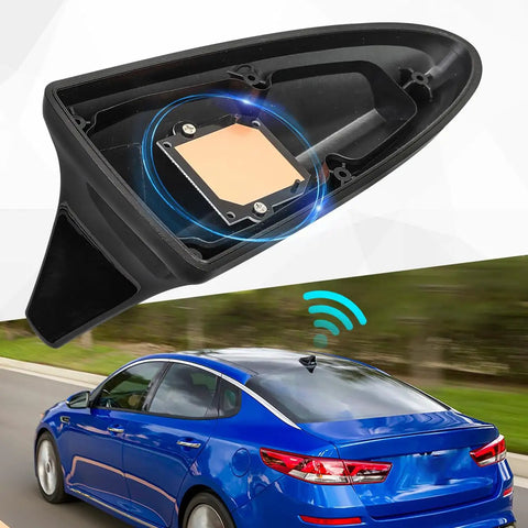 Black Shark Fin Antenna Cover Cap for Kia Optima 2014-2020; sleek roof aerial replacement without GPS