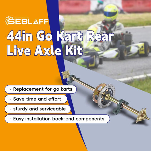44in/1120mm Quad Go Kart Rear Live Axle Kit With Sprocket, Brake, And Wheel Hub Replacement For ATV Quad Go Karts