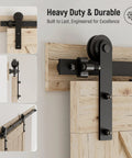 Beefy Heavy Duty Sliding Barn Door Hardware Kit for Ultra Quiet Smooth Operation, I Shape Roller on Solid Steel Track