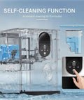 Transparent view of Party Ready Nugget Ice Maker For Countertop With 44 Lbs Per Day showing self-cleaning function and controls.