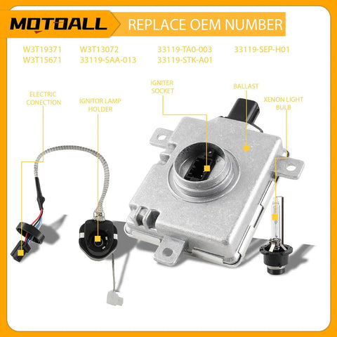 Xenon HID Ballast Control Module Assembly For Acura TL TSX ILX ZDX RDX 2006-2014 Replacement with connectors and xenon bulb