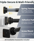 No Drill Tension Shower Curtain Rod 31 To 120 Inches, 1.1 Inch Diameter Rustproof Stainless Steel installation options