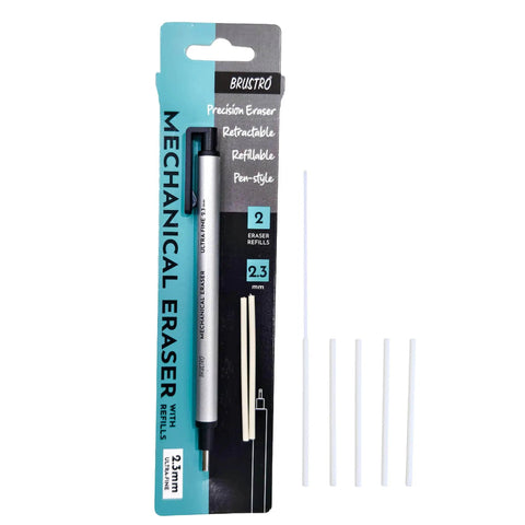 Pro Grade Mechanical Retractable Eraser With 2.3mm Ultra Fine Tip, 5 Refills And Plastic Holder, Clean, Precise Erasing
