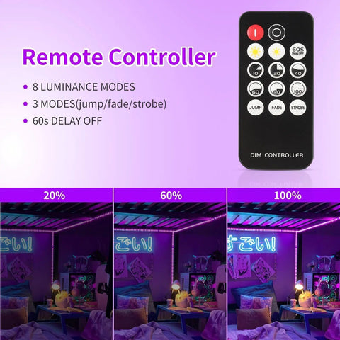 Remote for 80Ft Black Light Strip With Remote, 1440 LEDs, Flexible 12V Glow Party Blacklights, Adjustable Brightness.