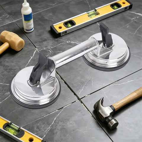 Heavy Duty Glass Suction Cup With Stainless Steel Handle For Lifting Heavy Tiles Smooth Panels And Glass on tile surface with tools.