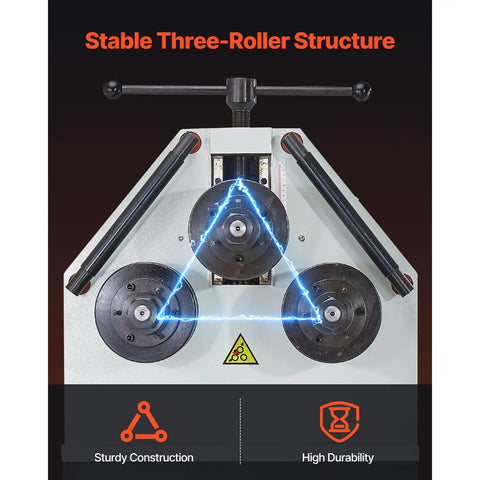 Heavy Duty Electric Roll Bender Machine Featuring Smooth Three Roller Gearing And Quick Flip Foot Switch That Knocks Out Straight Up Pipe Shaping Jobs Like A Champ With Zero Hassle Or Sloppy Edges - Top view of three-roller structure.