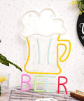 Colorful Beer Mug Neon Sign Led Neon Light For Wall Decor USB Powered 16.5 By 10.1 Inch Perfect Bar Home Man Cave Club Kitchen Cafe