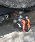 Tri Ball Hitch Mount with Matte Black Finish for 1 7/8, 2, and 2 5/16 Inch Balls, 360 Degree Swivel Base, 2 Inch Receiver attached to vehicle