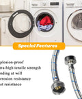 6 Foot Stainless Steel Braided Washing Machine Hoses Burst Proof Hot And Cold Water Supply Lines next to washer