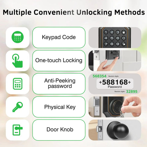 No Sweat Smart Keyless Entry Door Lock With Dual Knobs And Front Door Handle Featuring Electronic Digital Keypad Deadbolt Auto Lock 50 User Codes Voice Prompts Tight Security For Home Or Apartment Clean Satin Nickel