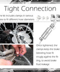 Two Pack Brake Bleeder Kit With One Hundred Ml Syringe And Precision Anti Backflow Valve For Smooth Hydraulic Fluid Extraction Quick Diy Garage Fixes Goes Down Smooth And Tight featuring hose clamps for secure connections.