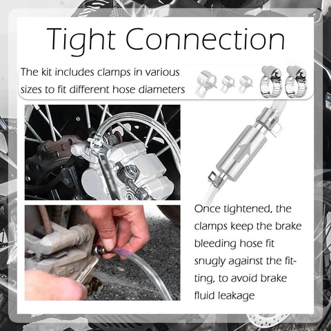 Two Pack Brake Bleeder Kit With One Hundred Ml Syringe And Precision Anti Backflow Valve For Smooth Hydraulic Fluid Extraction Quick Diy Garage Fixes Goes Down Smooth And Tight featuring hose clamps for secure connections.