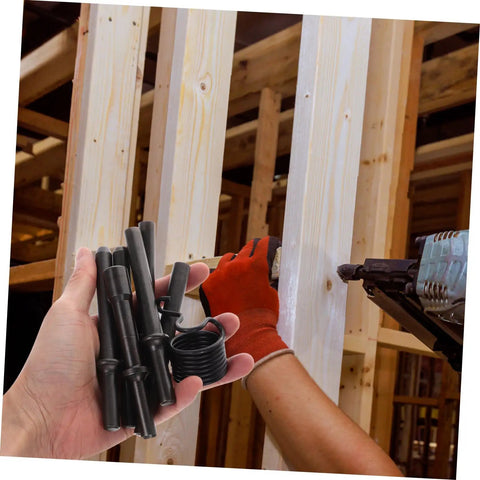 Heavy Duty Pneumatic Rivet Tool Kit With Air Chisel in hand, construction site background