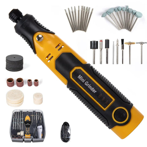 Lightweight Cordless 3.6V Rotary Tool Kit With 55 Piece Set For DIYers Includes Diamond Burrs Cut Off Wheels Sanding Drums For Engraving Polishing Cutting And Grinding Resin Craft Projects.