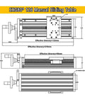 Bulletproof Double Linear Guide Sliding Table For XYZ Axis Linear Actuator With SFU Ballscrew And Handwheel Smooth Glide Field Tested Precision Machine Rig dimensions and measurements illustration.