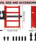 Easy Setup Heavy Duty Vertical Chainsaw Guide With Adjustable Lumber Cutting Rail and Precision Woodworking Jig for No Sweat Rip Cuts on All Your Timber Boards Built Darn Tough For Weekend Warrior Projects In Bright Red tool size and accessories