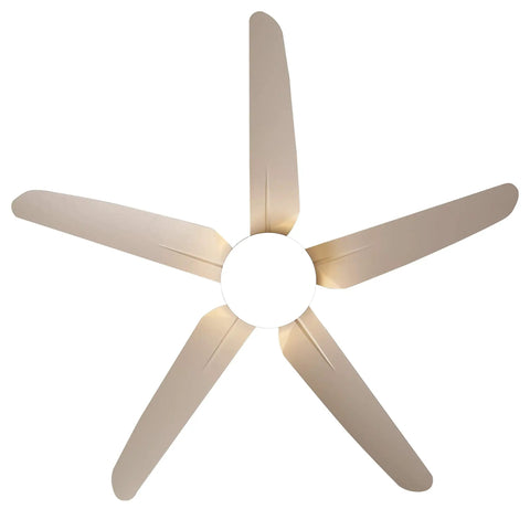 Top view of 52 Inch Indoor Ceiling Fan With LED Light Kit Remote Control Bronze Motor 5 Wood Blades White Finish Room Ready